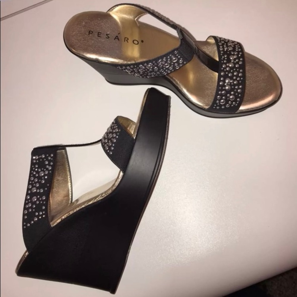 Black high wedges